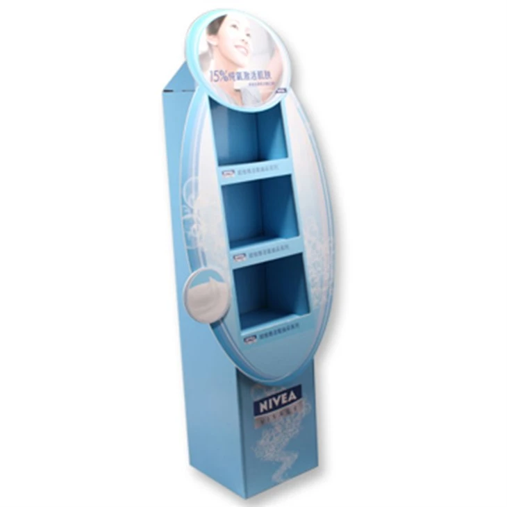 Cardboard Floor Display Stand For Skincare Cosmetics