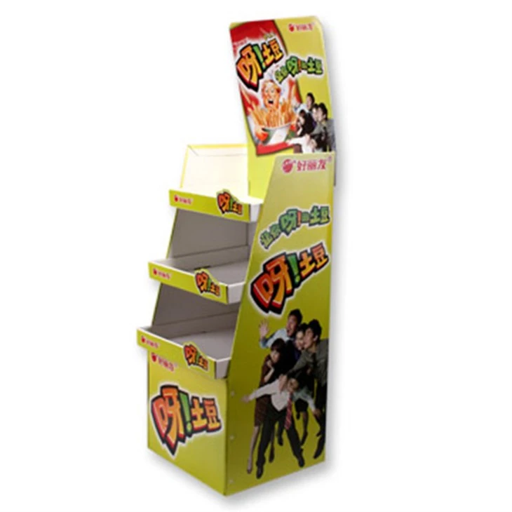 Flat Pack Paper POP Display Stand For Snack Seasonal Supermarket Display