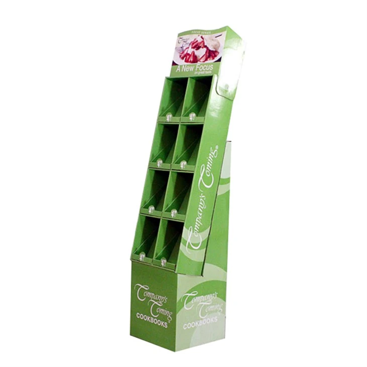 Power Wing Cardboard Floor Display Stand For Cookbooks