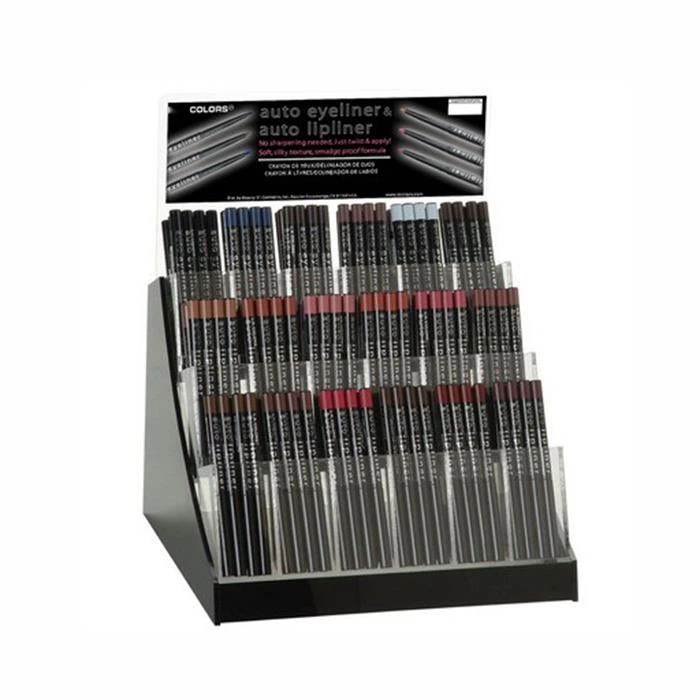 Acrylic Eye Black Header Counter Cosmetics Acrylic Display For Eyebrow Pencil And Lipstick