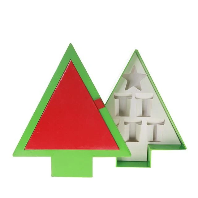 Christmas Tree Shaped Clear Window Presentation Cardboard Insert Cardboard Counter Top Display Box